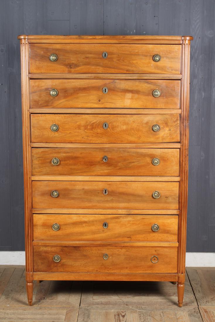 French 19th C. Louis XVI Style 7 Drawer High Chest (1 of 4)