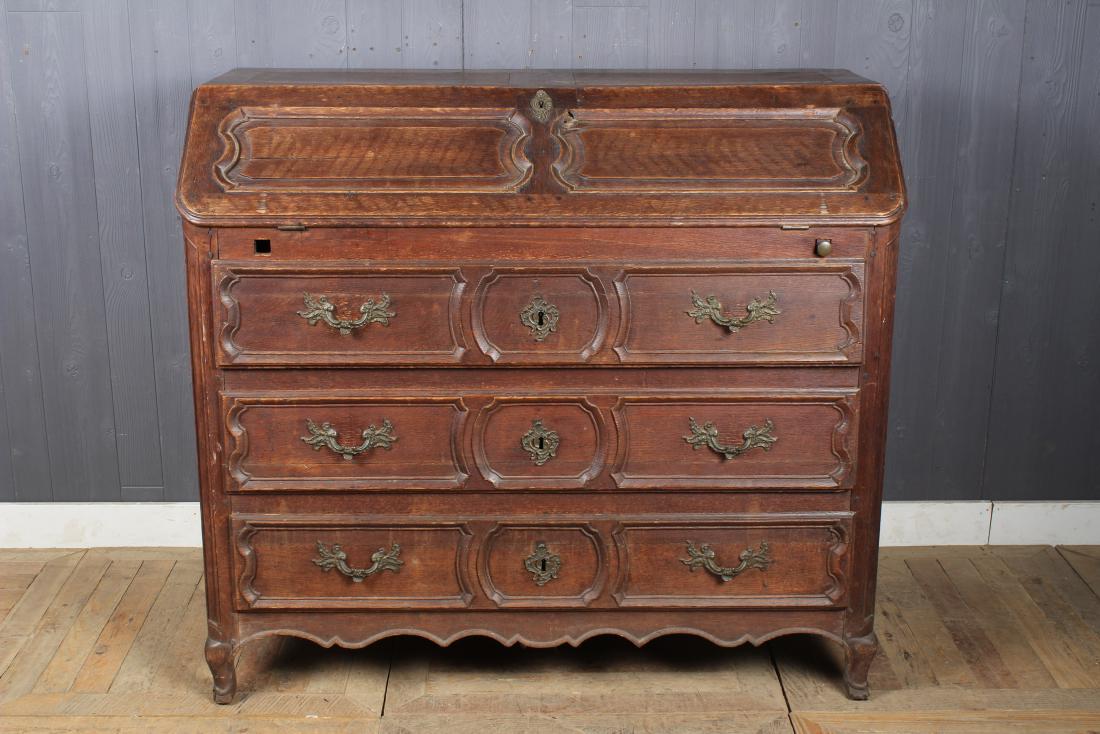 18th C. French Carved Oak Slant Lid Desk (1 of 5)