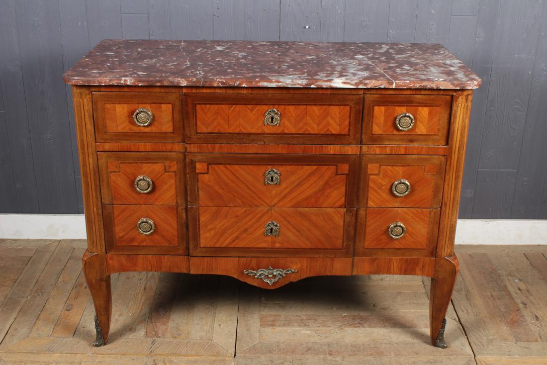 French Marble Top Chevron Commode (1 of 4)