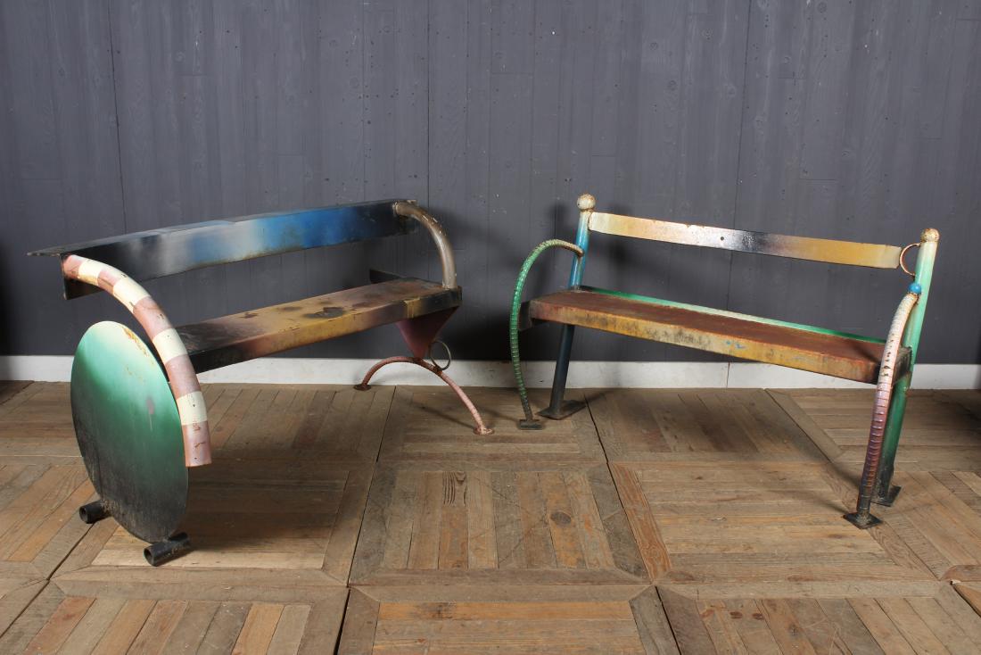 2 Memphis Style Artisan Made Garden Benches (1 of 5)