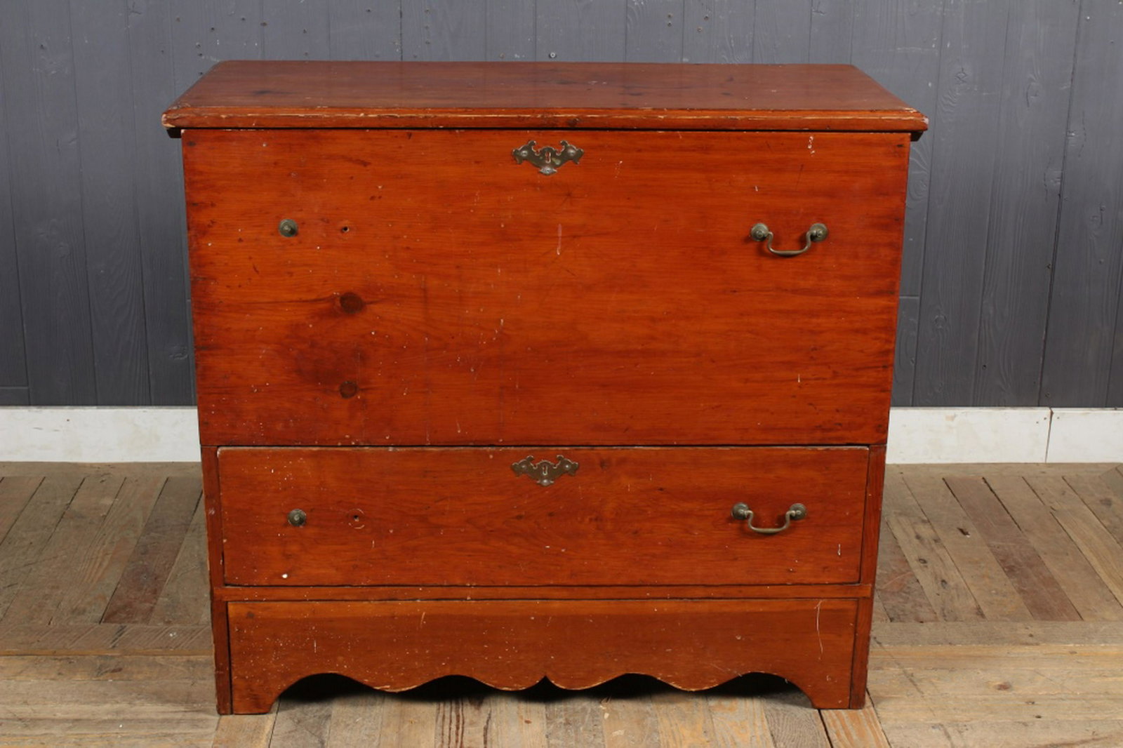 Painted Blanket Chest: Painted Blanket Chest, lift top, one drawer. Size: 34" H x 38" W x 17.5" D