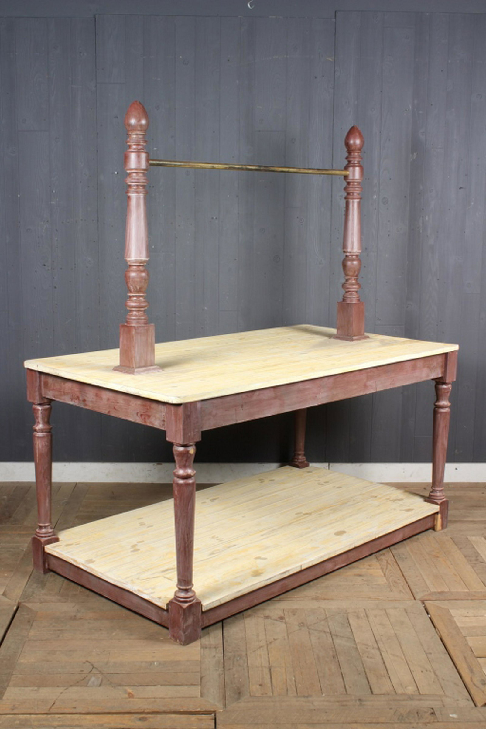 Rustic Pine Pot Rack Kitchen Island: Rustic Pine Pot Rack Kitchen Island. Size: 71" H x 68" W x 37.5" D