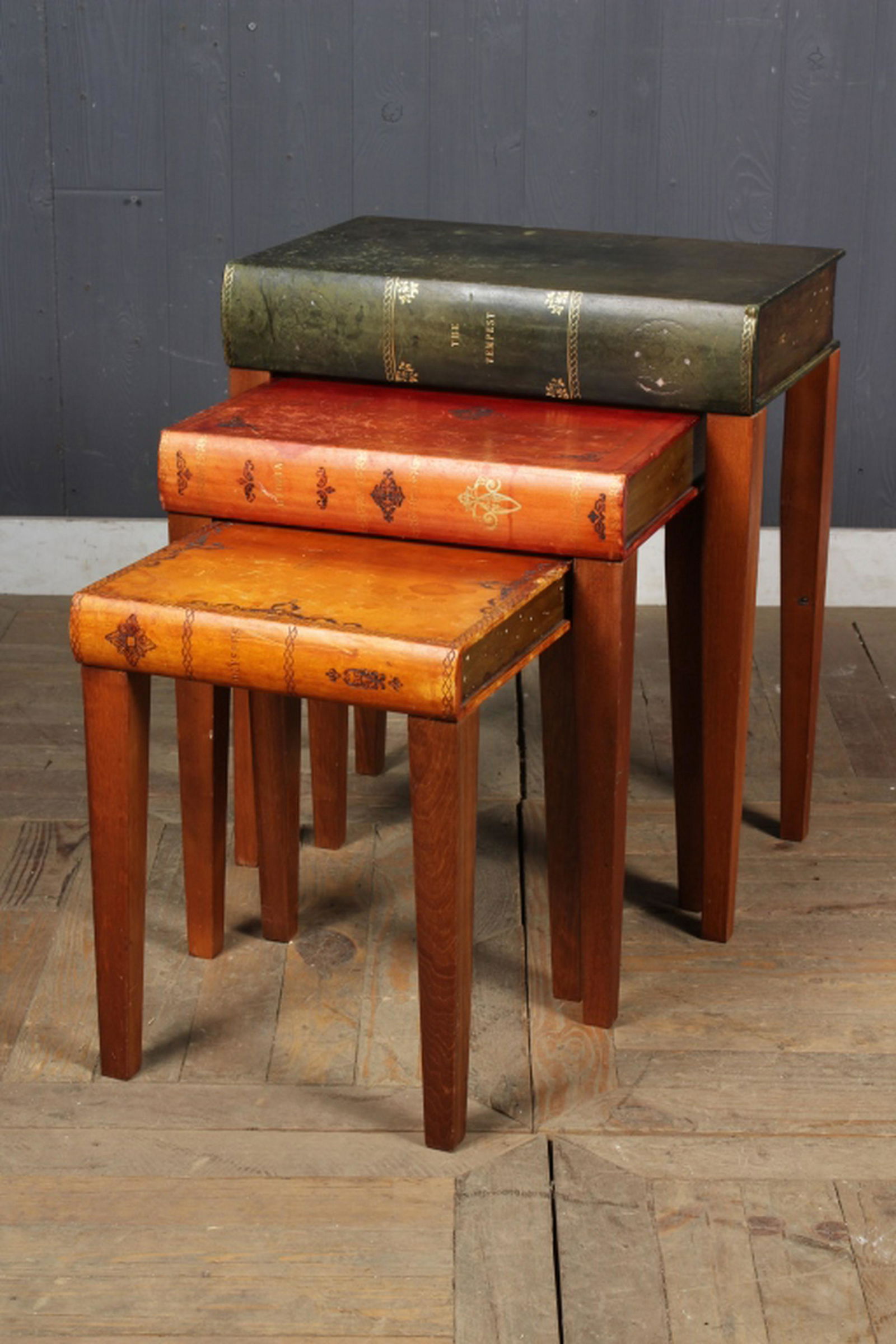 Sarreid Book Form Nested Tables: Sarreid Book Form Nested Tables, label on bottome Sarreid Ltd. Made in Italy. Size: 25" H x 21" W x 13.5" D