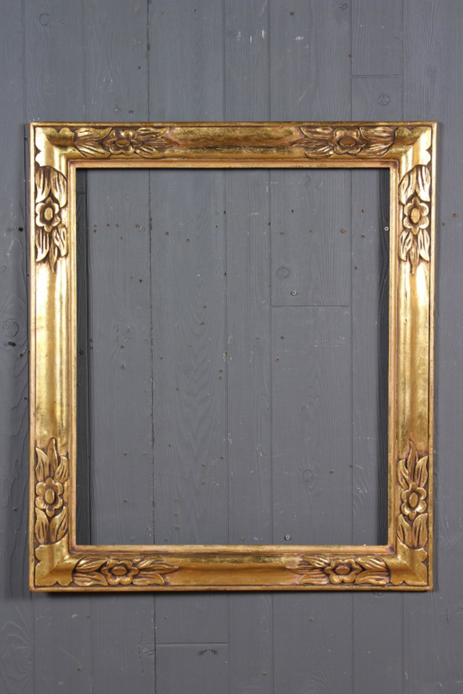 Arts and Crafts Gilt Wood Carved Frame: Arts and Crafts Gilt Wood Carved Frame. Size: Overall: 37" H x 32" W x 2" D; Sight: 29.5" H x 24.5" W