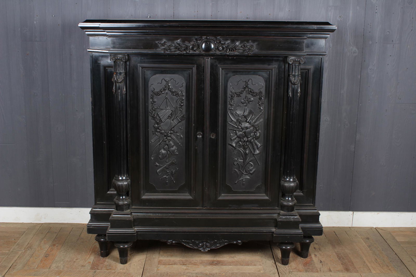 19th C. Ebonized Cabinet (1 of 4)