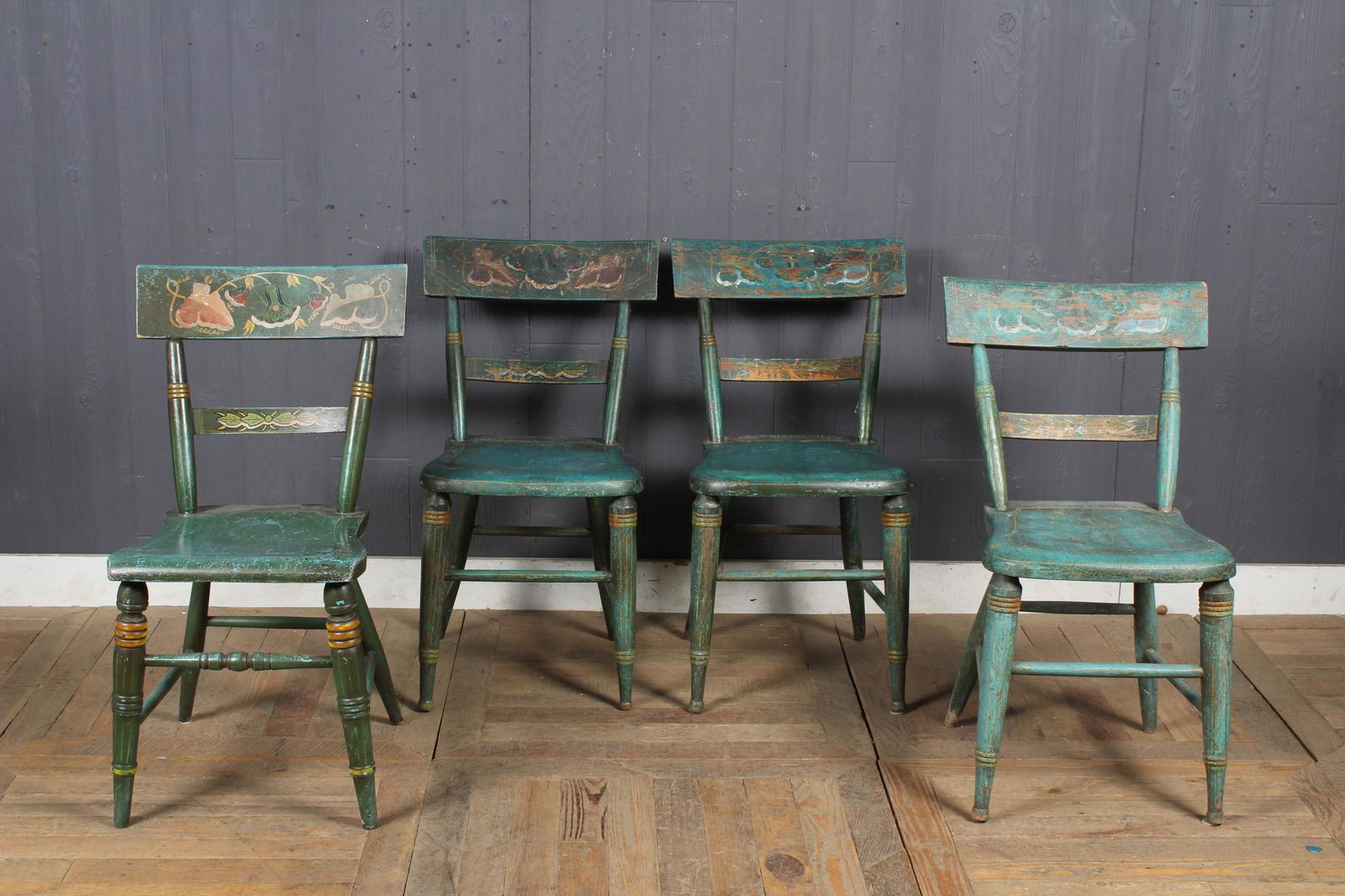 Set of 19th C. American Paint Decorated Chairs (1 of 4)