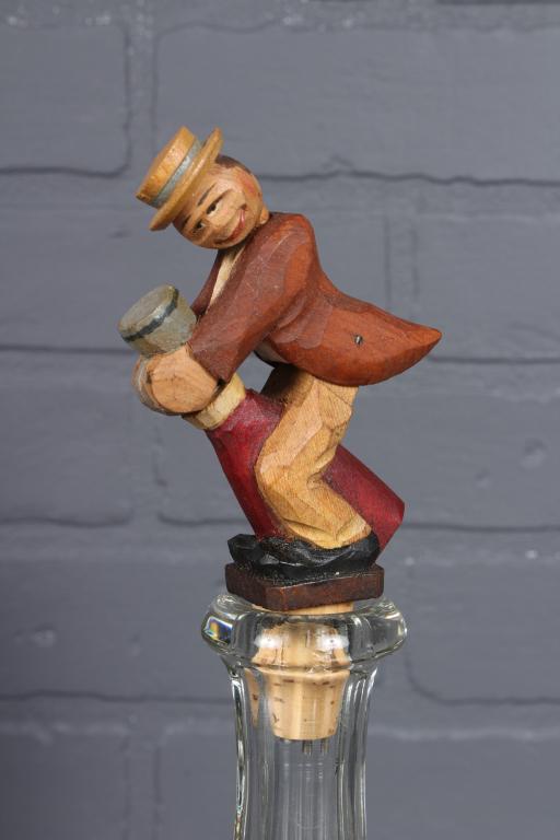 Anri Wood Carved Figural Bottle Stopper/ Pourer (1 of 4)
