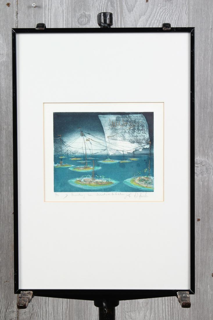 Unknown Artist. Colored Etching (1 of 3)