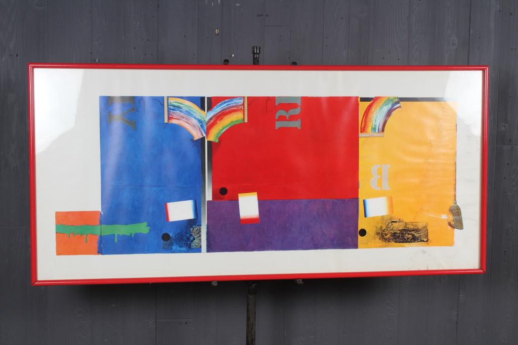 Jasper Johns Style Poster: Jasper Johns Style Poster. Copyright SMA Size: Framed: 28.75" H x 61" W x 1.25" D. Sight: 27" H x 59.5" W.