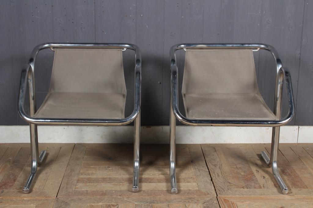 2 Jerry Johnson Arcadia Sling Side Chairs: 2 Jerry Johnson Arcadia Sling Side Chairs. Size: 26" H x 22.5" W x 22.5" D