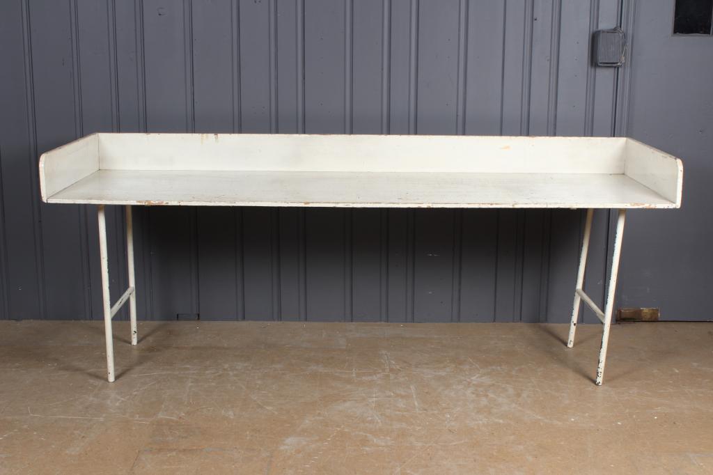 Painted Work Table: Painted Work Table. Size: 39.5" H x 99" W x 32" D. Counter 31.25" H.
