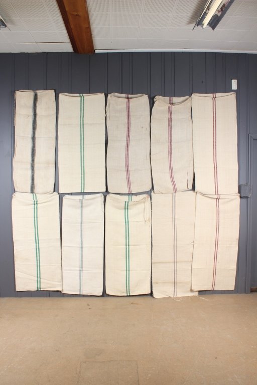 10 Vtg Hungarian Jute or Flax Linen Grain Sacks: 10 Vintage Hungarian Jute or Flax Linen Grain Sacks. Perfect for upholstery use.