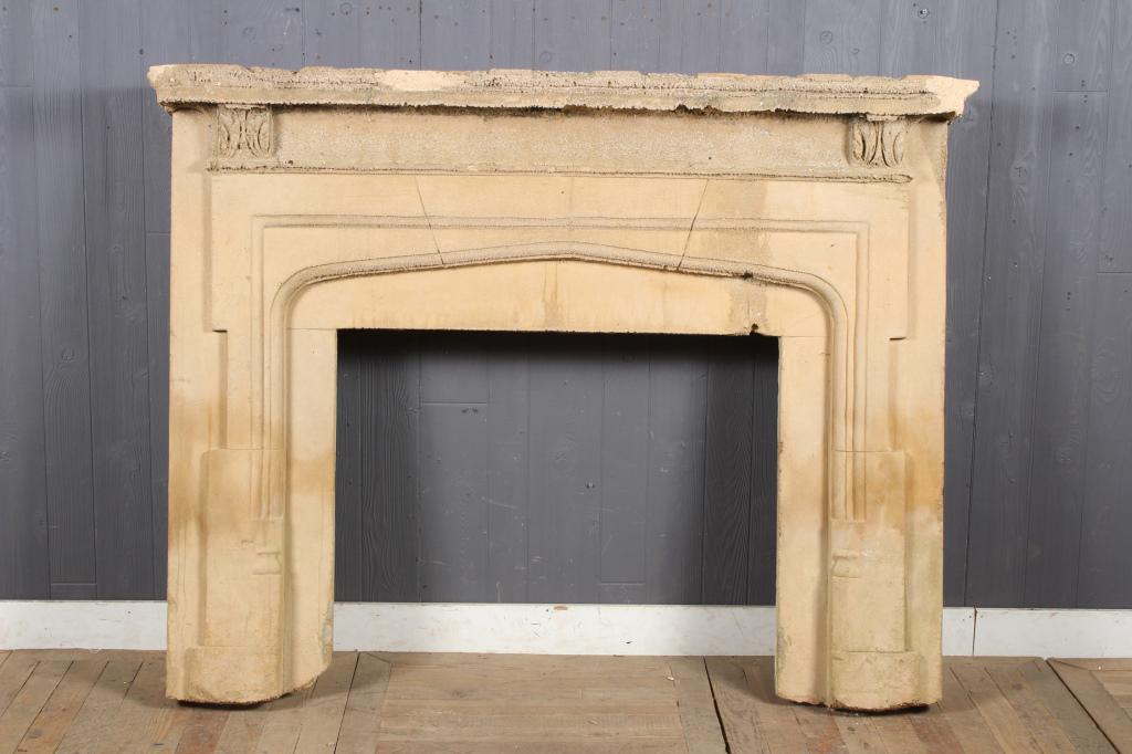 Cast Stone Fireplace Surround: Cast Stone Fireplace Surround. Size: 51.5" H x 66" W x 13" D