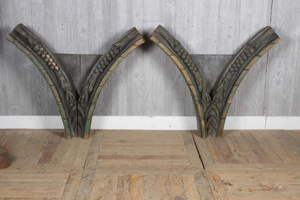 Carved Wood Gothic Arch Elements: Carved Wood Gothic Arch Elements. Size: 33" x 38" x 7"