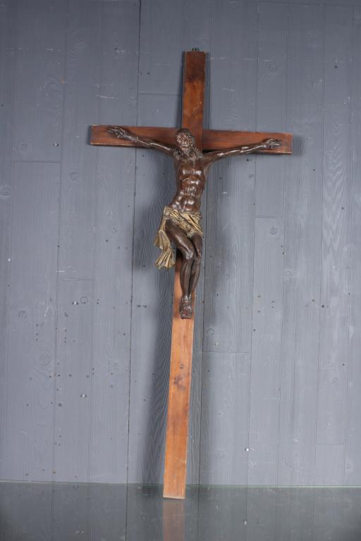 Large Carved Wood Crucifix: Large Carved Wood Crucifix. Size: 58" H x 26" W x 7" D