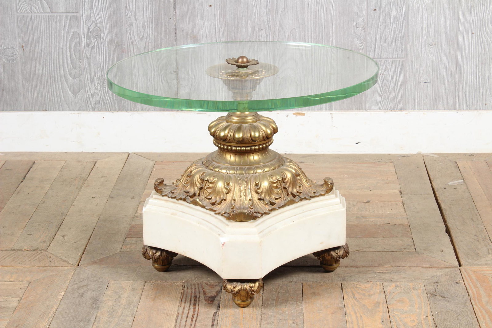 Bronze and Marble Cocktail Table Glass Top: Bronze and Marble Cocktail Table Glass Top. Size: 16" H x 20" W x 20" D