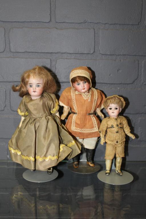 3 Small Bisque and Composition Dolls (1 of 14)