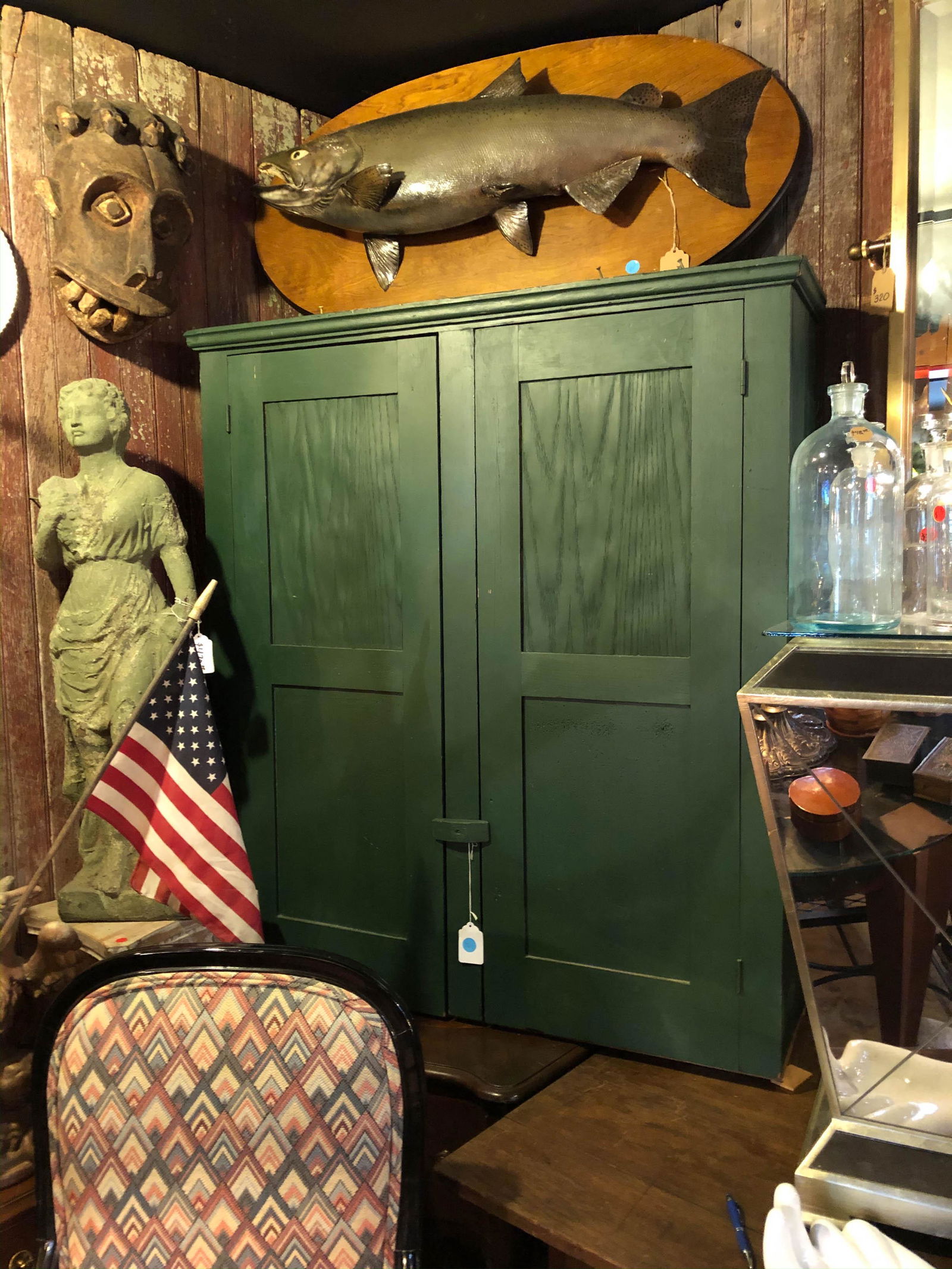 Rustic Wall Hung Cupboard: Rustic Wall Hung Cupboard, refurbished and painted. Size: 48" H x 44" W x 13" D.