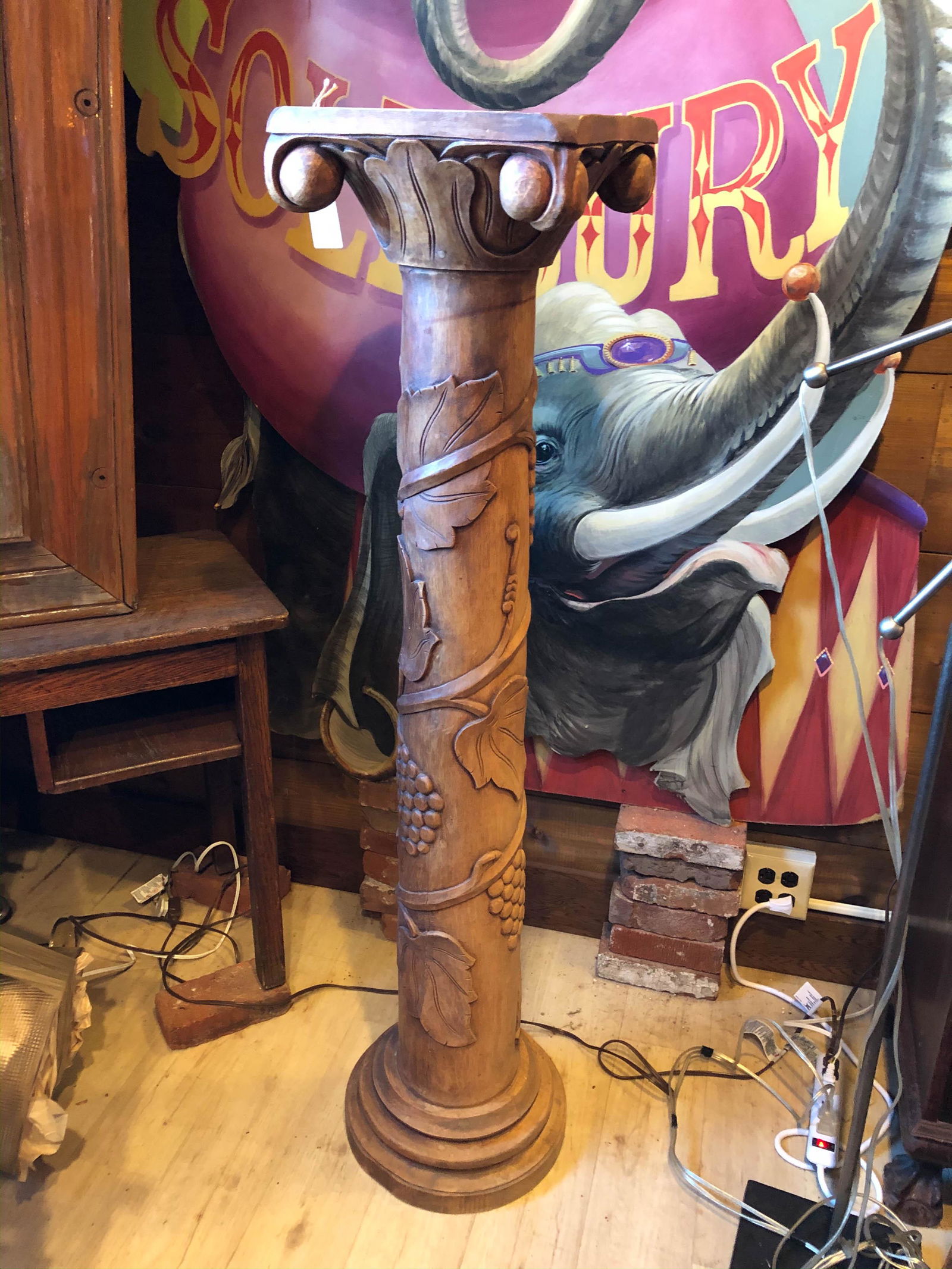 Italian Carved Wood Pedestal or Fernery Stand: Italian Carved Mahogany Wood Pedestal or Fernery Stand. Size: 56" x 12.5" x 12.5"