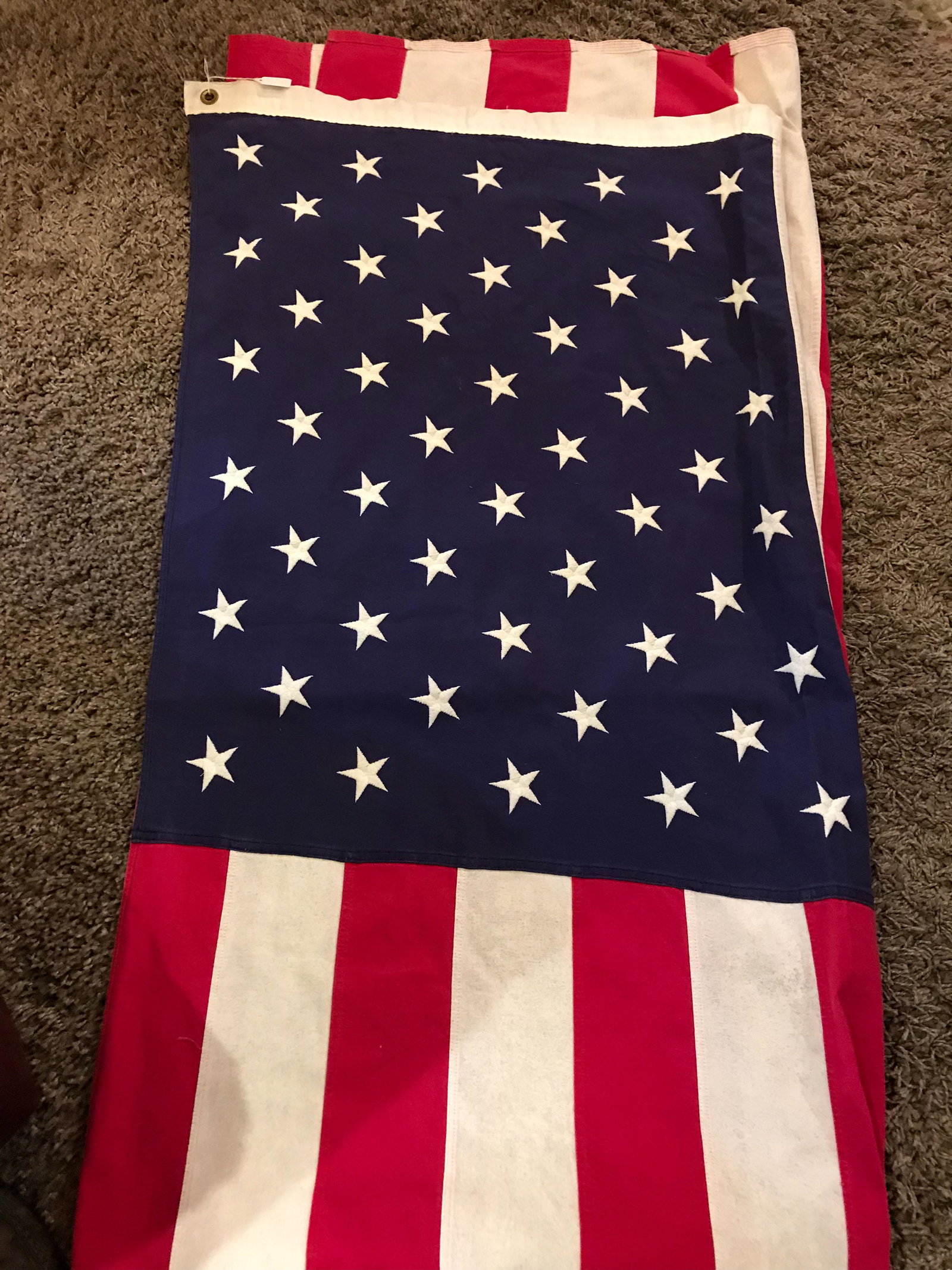 50 Star American Flag: 50 Star American Flag, Appears to be Cotton/Canvas. Size: 4'6" x 9'