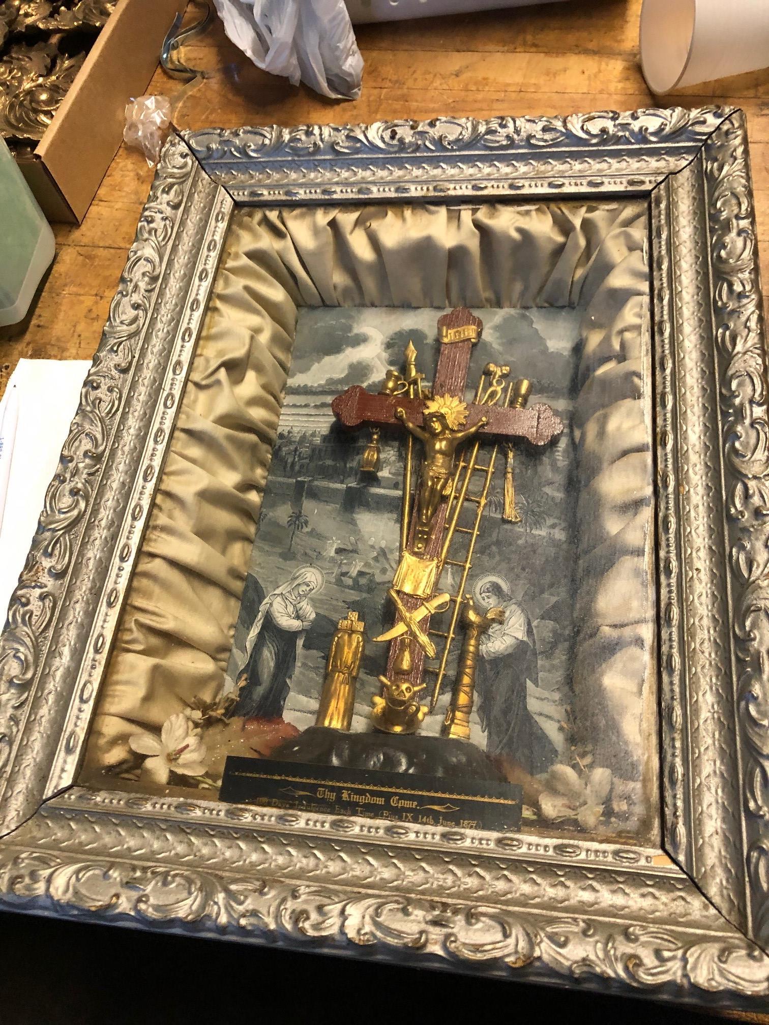 Vintage Shadowbox Kingdom Come Assemblage: Vintage Shadowbox Kingdom Come Assemblage. Size: 17.5" H x 13.5" W x 3.75" D.