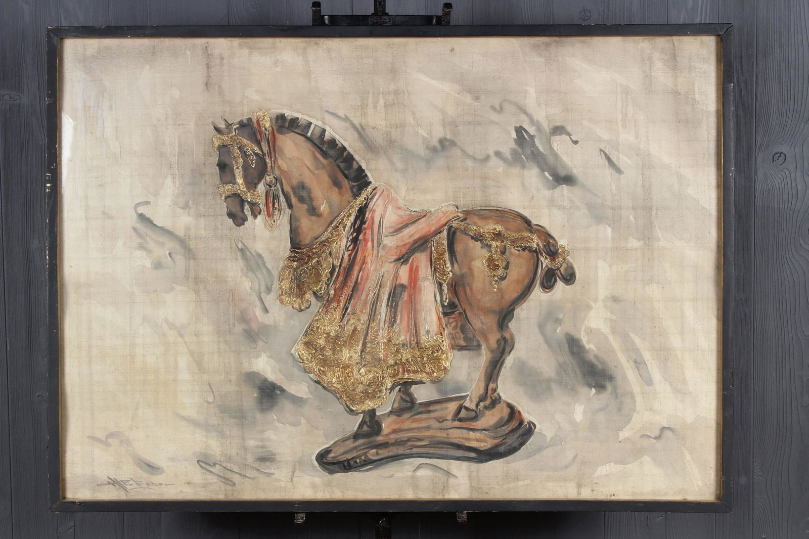 Le Faber Asian Inspired Mixed Media Horse Painting (1 of 3)