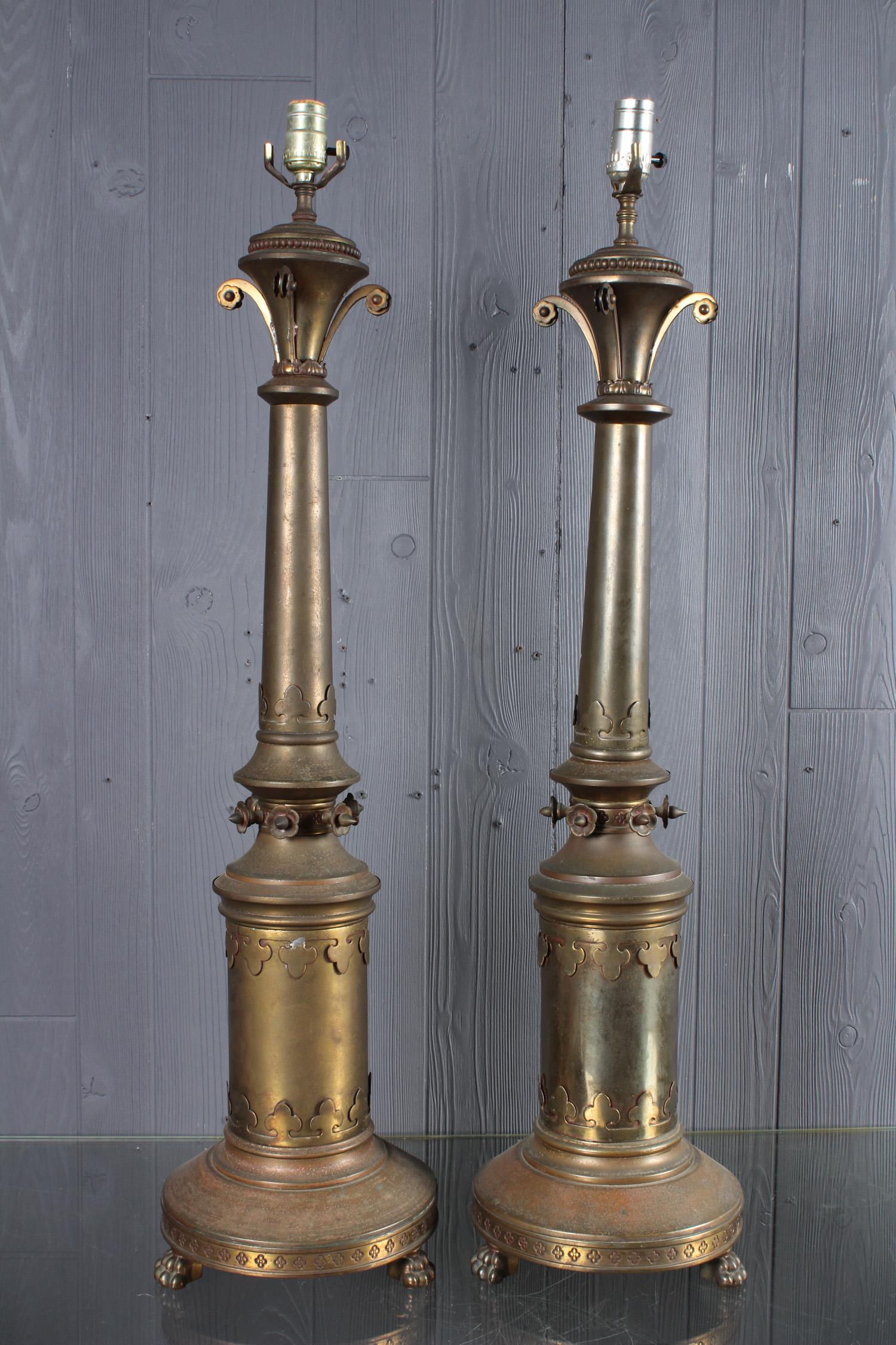 Pair Bronze Column Form Lamps (1 of 4)
