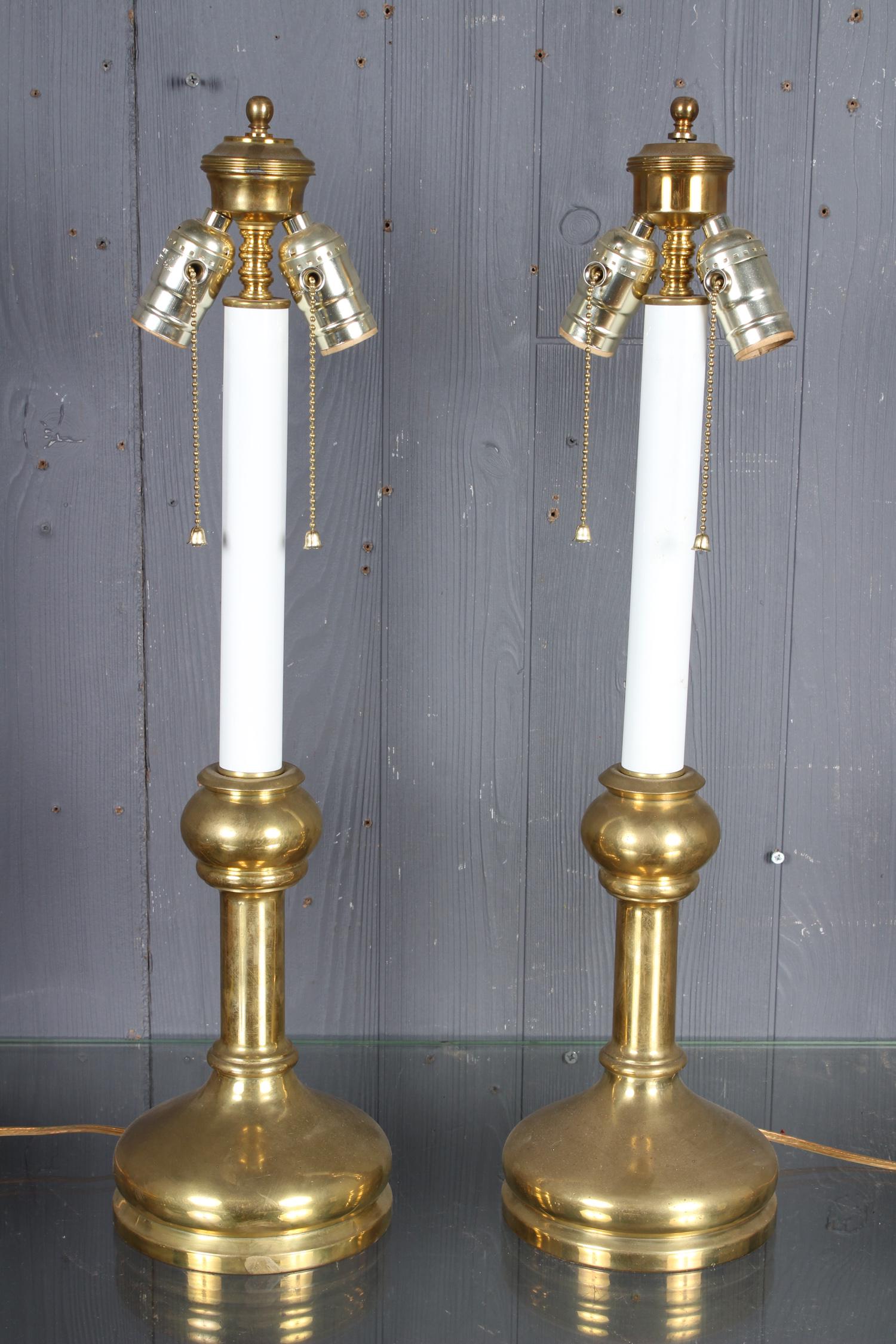 Pair Bronze Candlestick Lamps (1 of 2)