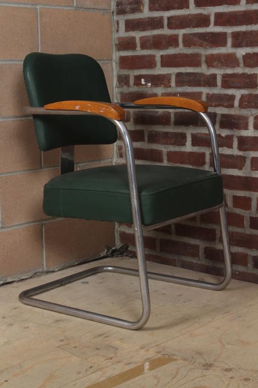 French Modern Cantilever Armchair: French Modern Cantilever Armchair. Size: 33" H x 21.5" W x 23" D