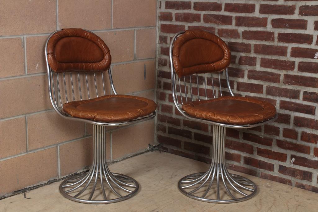 Pair Chrome and Leather Swivel Chairs (1 of 5)