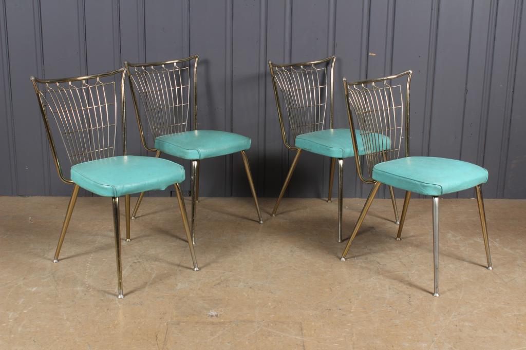 4 Brass Finish Chromcraft Chairs: 4 Brass Finish Chromcraft Chairs. Size: 32" H x 19" W x 23.5" D
