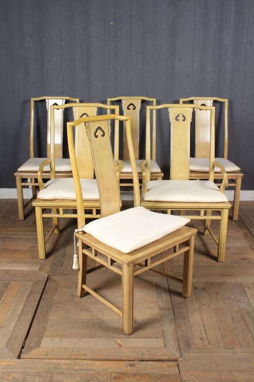 6 James Mont Style Faux Parchment Dining Chairs (1 of 5)