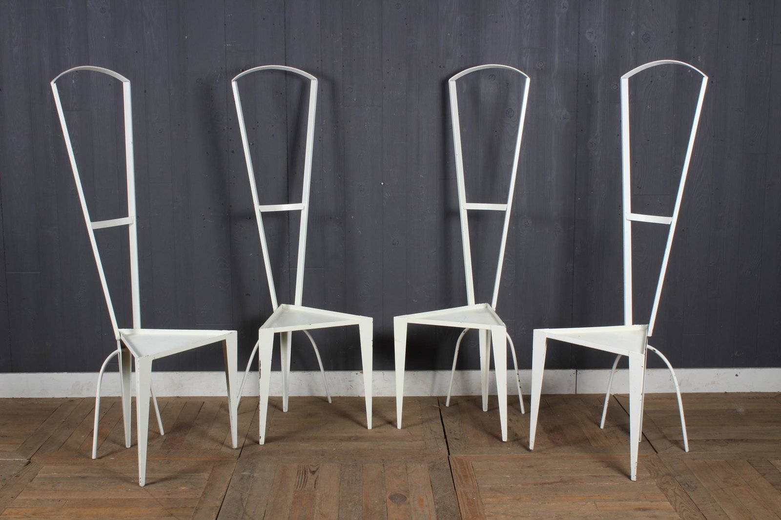 4 Steel Memphis Style Chairs: 4 Steel Memphis Style Chairs. Size: 55.5" H x 18" W x 15.5" D