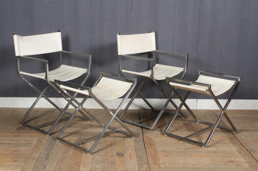 2 Director Style Sling Chairs with Ottomans: Size: Largest: 32" H x 20" W x 18" D