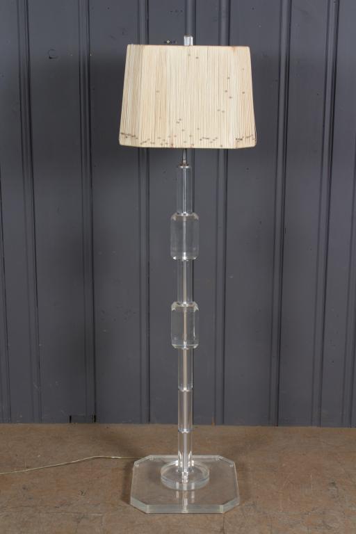 Lucite Floor Lamp: Lucite Floor Lamp. Size: 63" H x 17" W x 17" D
