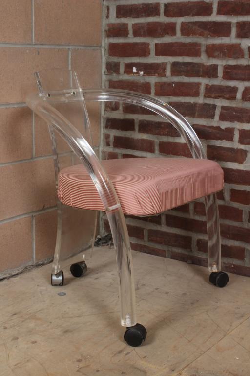 Hollis Jones Style Lucite Desk Chair: Hollis Jones Style Lucite Desk Chair. Size: 29.5" H x 24" W x 22.5" D