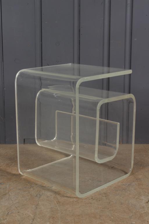 Bent Lucite Greek Key Motif Side Table (1 of 3)