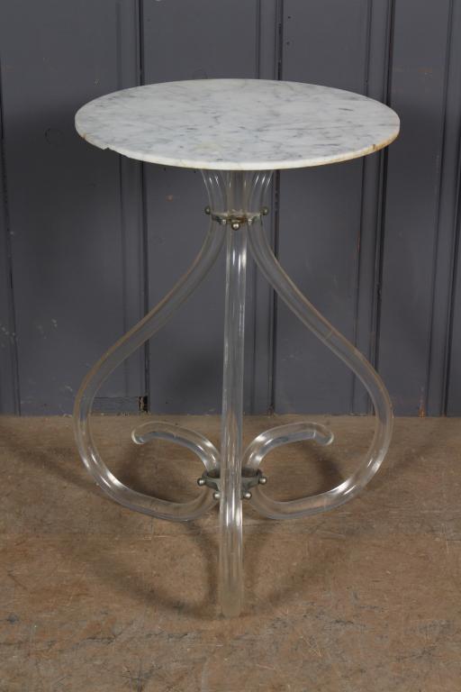 Marble Top Lucite Stand: Marble Top Lucite Stand. Size: 26.5" H x 21" W x 18.5" D