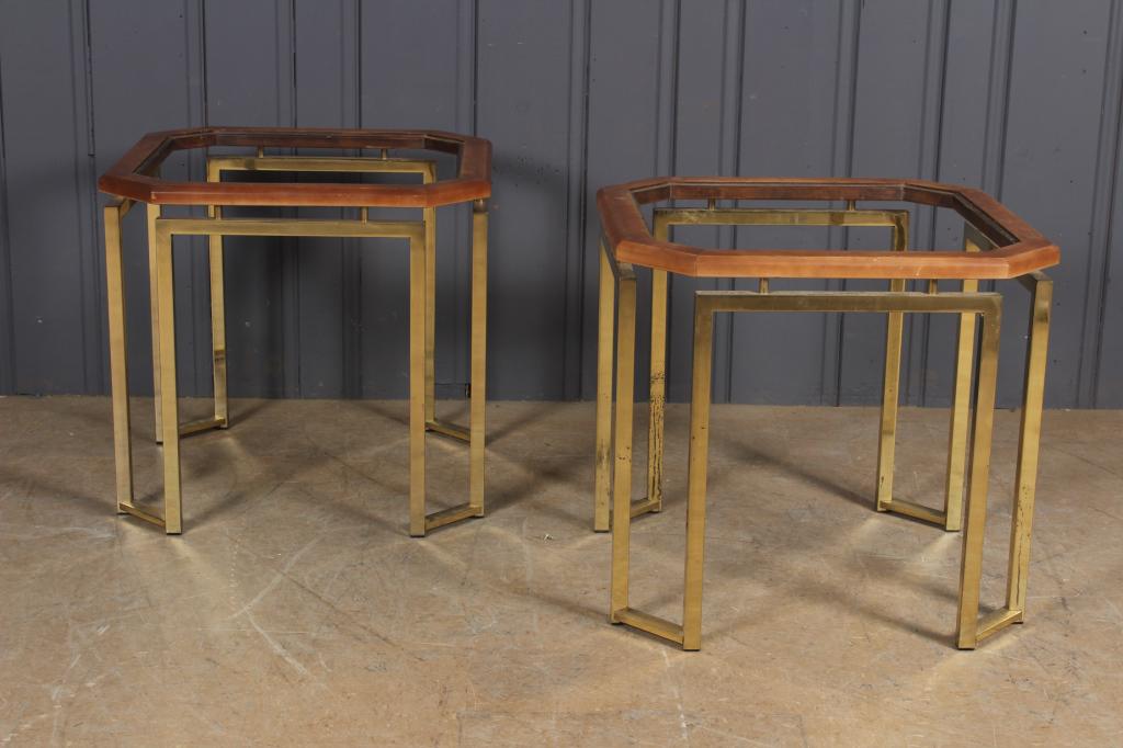 Pair Brass and Wood Mont Style Table Bases (1 of 4)