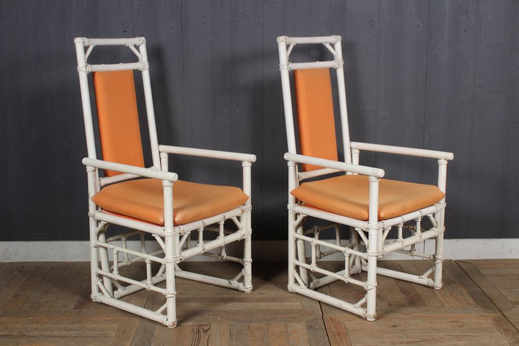 Pair Painted Bamboo Armchairs (1 of 5)