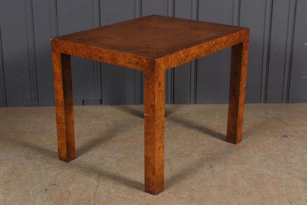 Burled End Table: Burled End Table. Size: 22" H x 28" W x 22" D