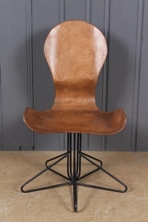 Leathercraft Style Leather Clad Molded Steel Chair: Leathercraft Style Leather Clad Molded Steel Chair. Size: 39" H x 22.5" W x 26.5" D
