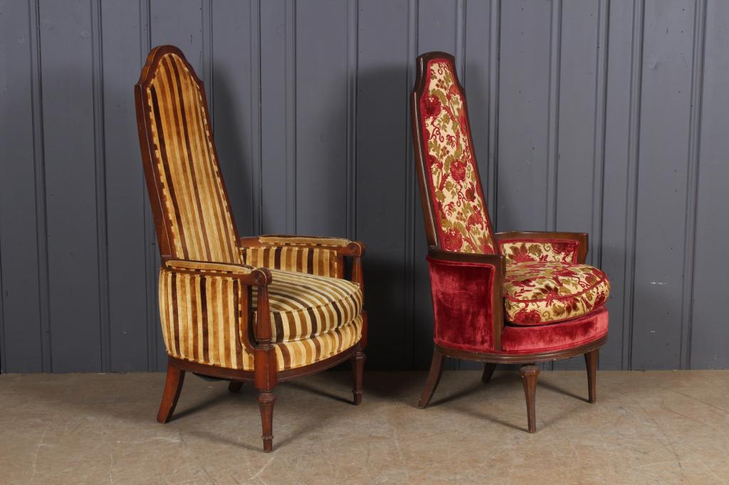 2 Similar Highback Armchairs: 2 Similar Highback Armchairs. Size: Largest: 50.5" H x 24.5" W x 25.5" D