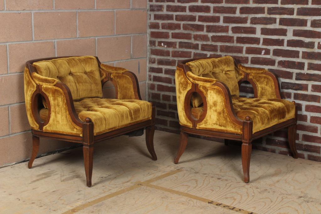 Pair French Modern Armchairs: Pair French Modern Armchairs. Size: 27" H x 27.5" W x 25" D
