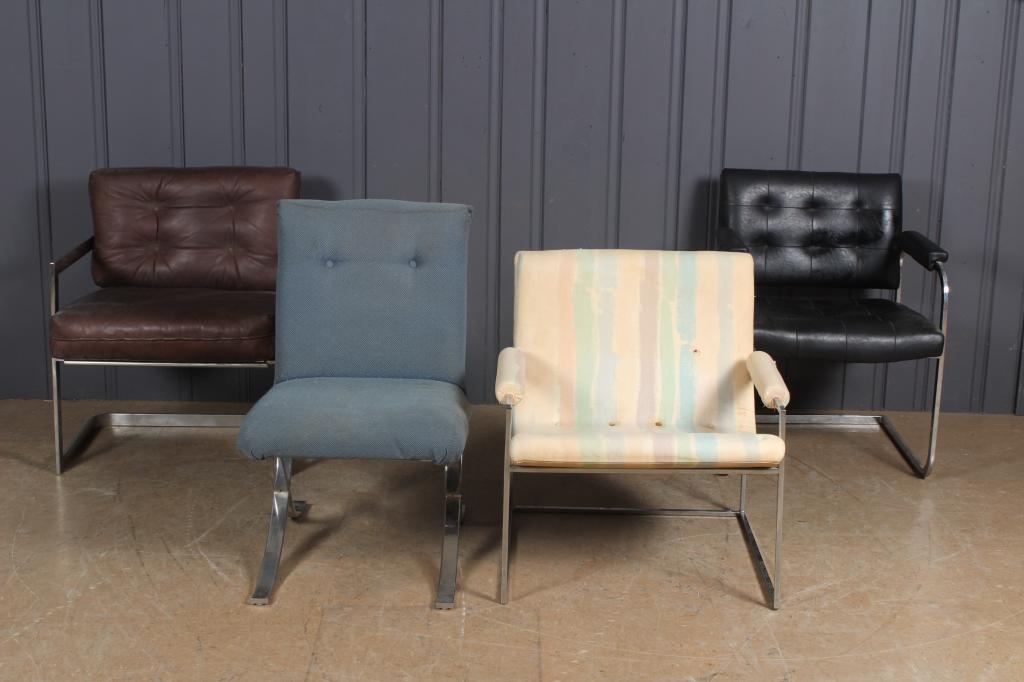 4 Single Modern Chairs: 4 Single Modern Chairs. Size: Largest: 33" H x 19" W x 25" D
