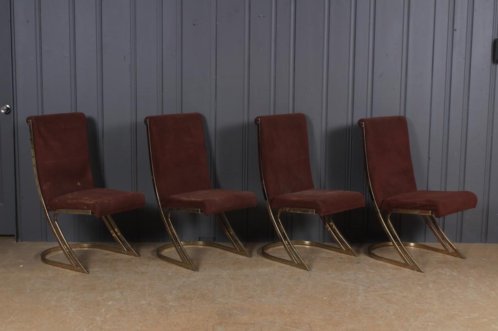 4 Brass Liberty Chairs: 4 Brass Liberty Chairs. Size: 36.5" H x 17.5" W x 24" D