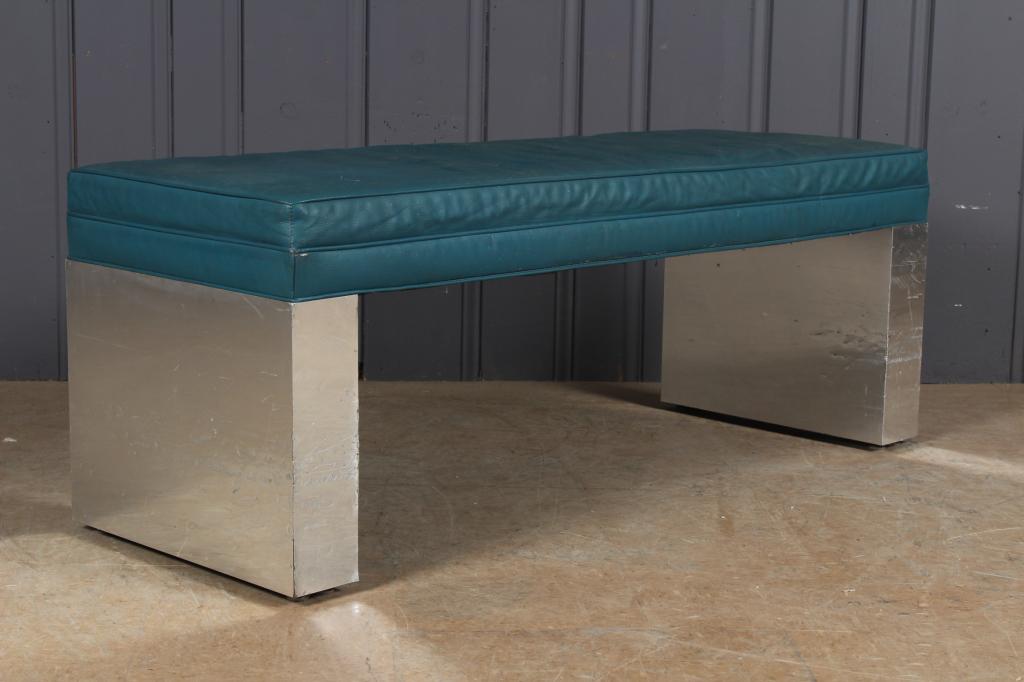 Chrome and Vinyl Bench: Chrome and Vinyl Bench. Size: 20.5" H x 54" W x 19.5" D