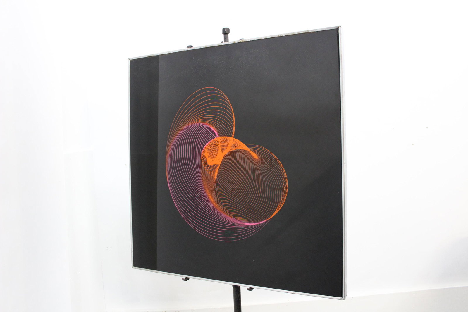Mid Century OP Art Black Mirror: Mid Century OP Art Black Mirror. Size: 36.25" x 36.75"