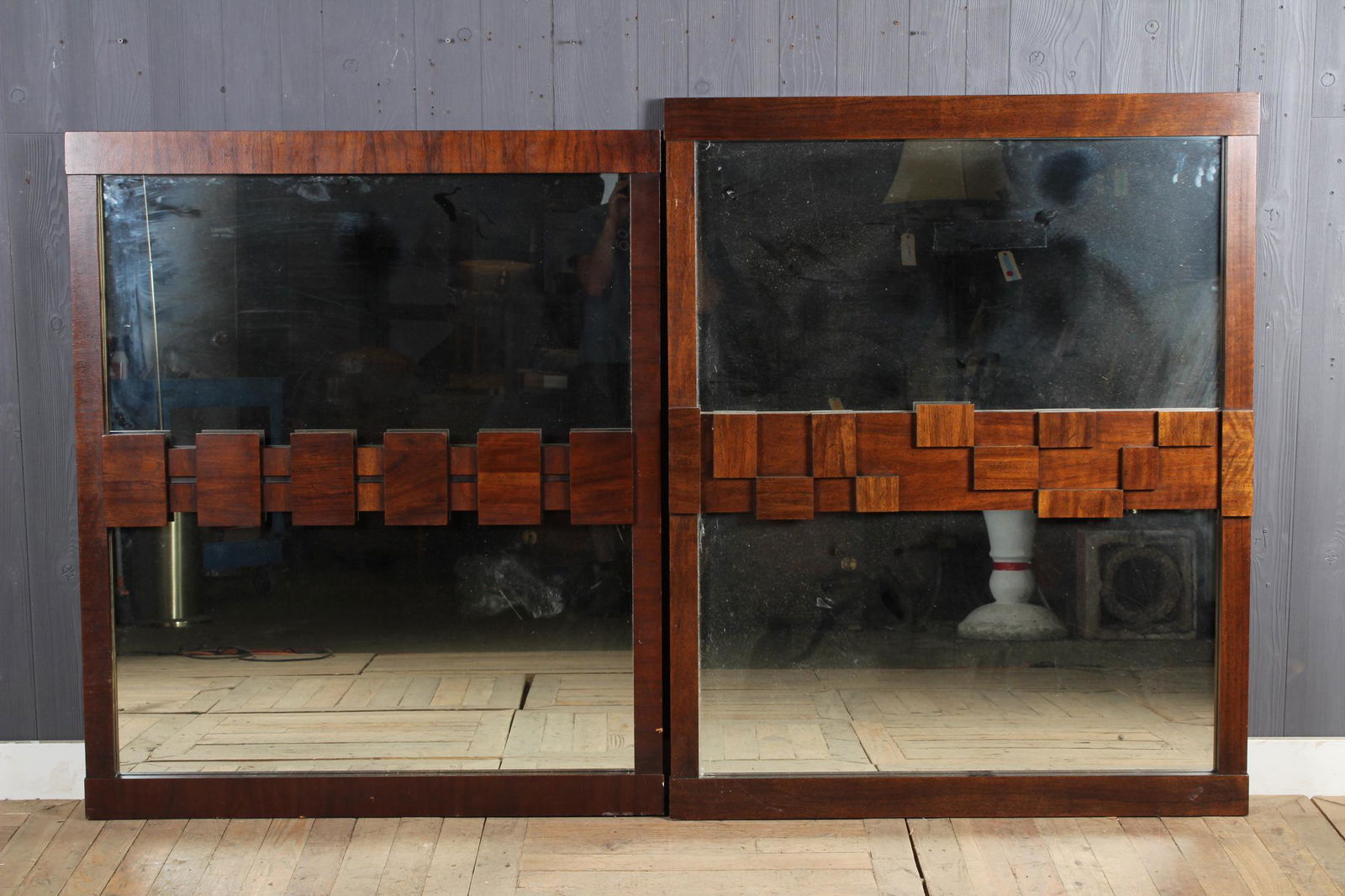 Pair of Lane Faceted Mid Century Mirrors (1 of 4)