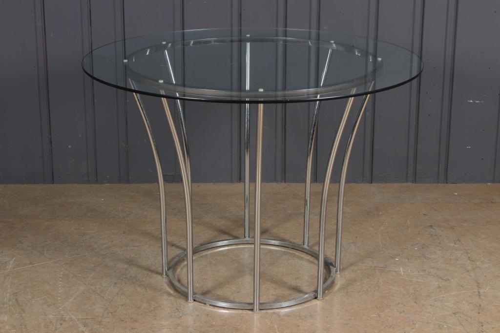 Round Chrome and Glass Dining Table (1 of 3)